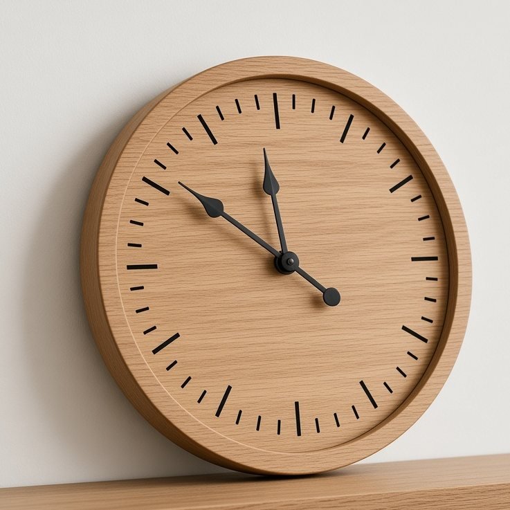 Wanduhr aus Eichenholz — Detailansicht