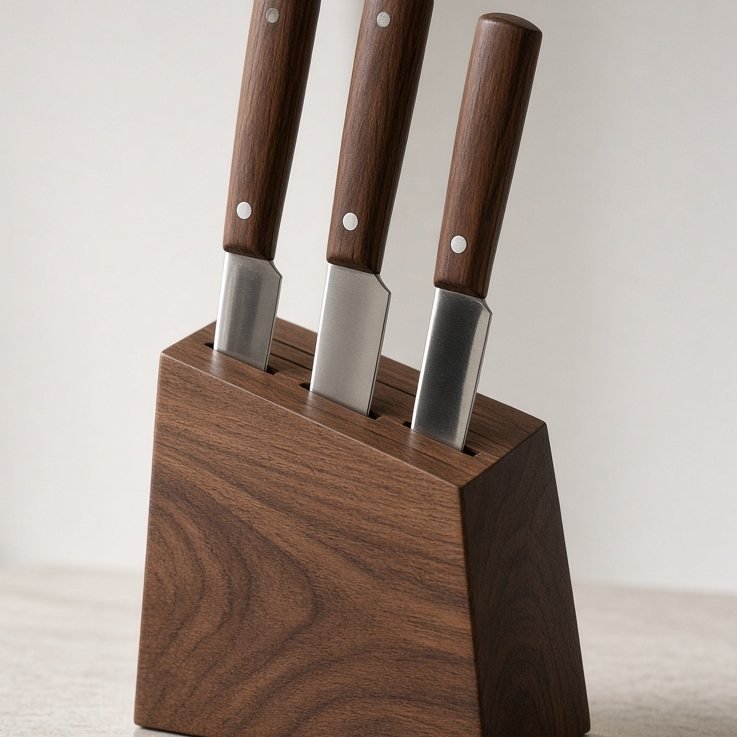 Küchenmesser-Set mit Holzblock — Detailansicht